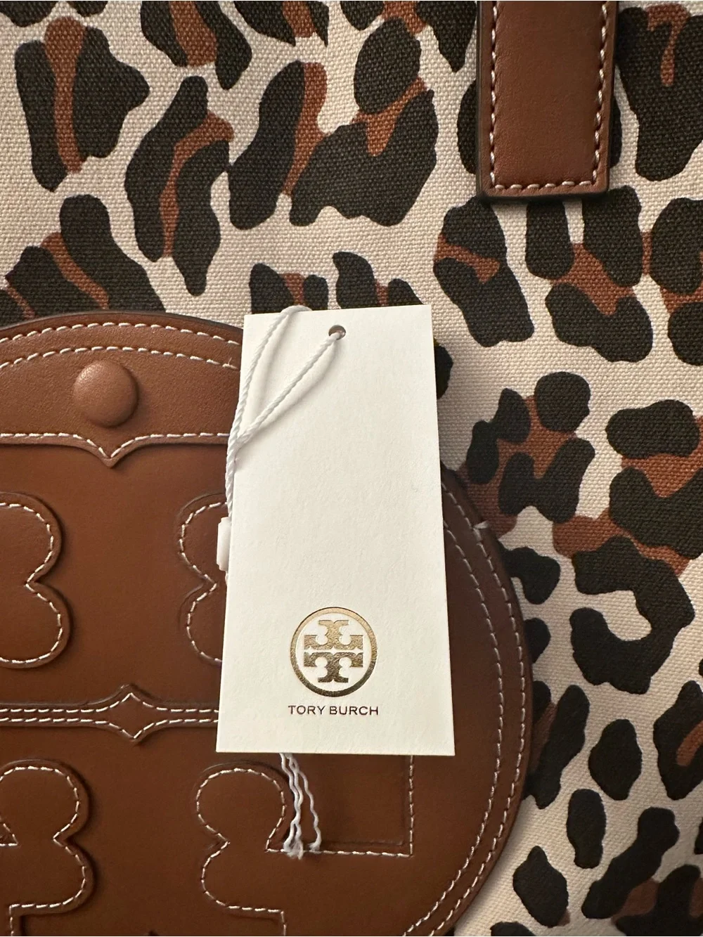 Tory Burch Ella Leopard Canvas Tote Large